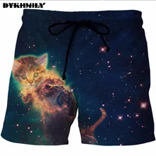 Dykhmily Лидер продаж звезды повседневные мужские пляжные шорты Штаны 3D принт кот Прекрасный животных летние мужские повседневные пляжные шорты 3D принт