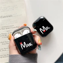 Милый чехол для Apple airpods, чехол, мультяшная пара, король и королева, Bluetooth, чехол для наушников Airpods, черный Жесткий Чехол