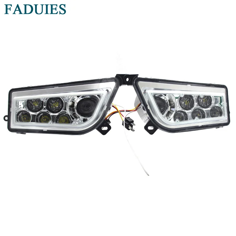 FADUIES ATV Polaris General 1000 Led Headlighs , Polaris RZR XP1000  Turbo Full Halo Angel Eyes LED Replacement Headlight Kit (2)