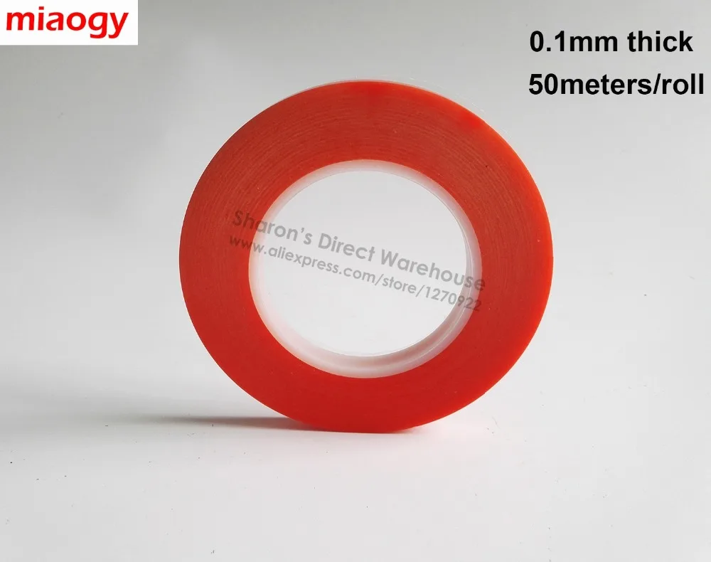 0.1mm Thick, 50meters/roll, Clear PET Removable Double Sided Adhesive Tape, High Temperature