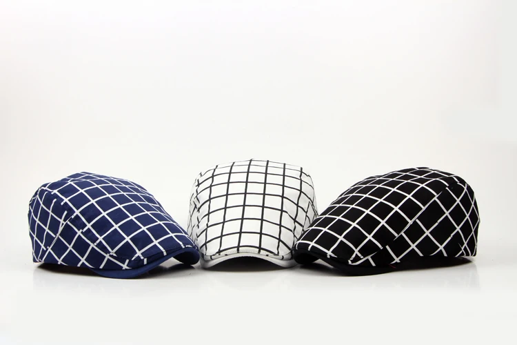 spring summer artist plaid berets hat gorras planas duckbill boina feminina flat sun hat vintage newsboy hat peaked cap bone men white beret men
