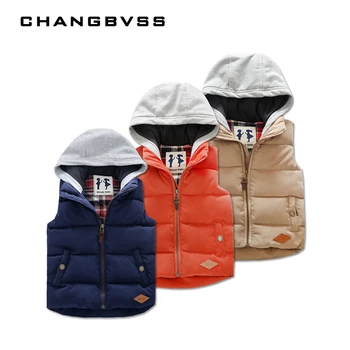 

2016 Winter Boys Vest Kid Waistcoats, Boy Child Sleeveless Jacket, Thicken Kid Clothing Boy Outwear Autumn Hooded Coat