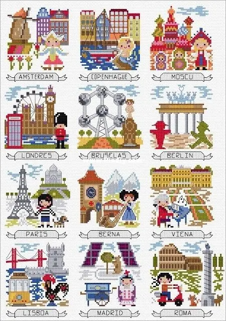 

European travel cross stitch kit DMC brand thread animal dog count canvas fabric embroidery handmade needlework