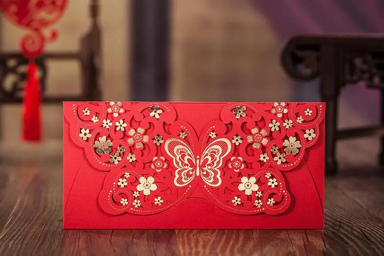 

Freeshipping 2pcs 2018 Wedding Invitation Envelope, Red Envelope for Bridal Shower, Money Envelope Bag Party Envelopes