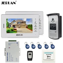 JERUAN Home 2 White Doorbell intercom 7“ LCD Video Door Phone Intercom System kit 2 Monitors 700TVL RFID Access COMS Camera