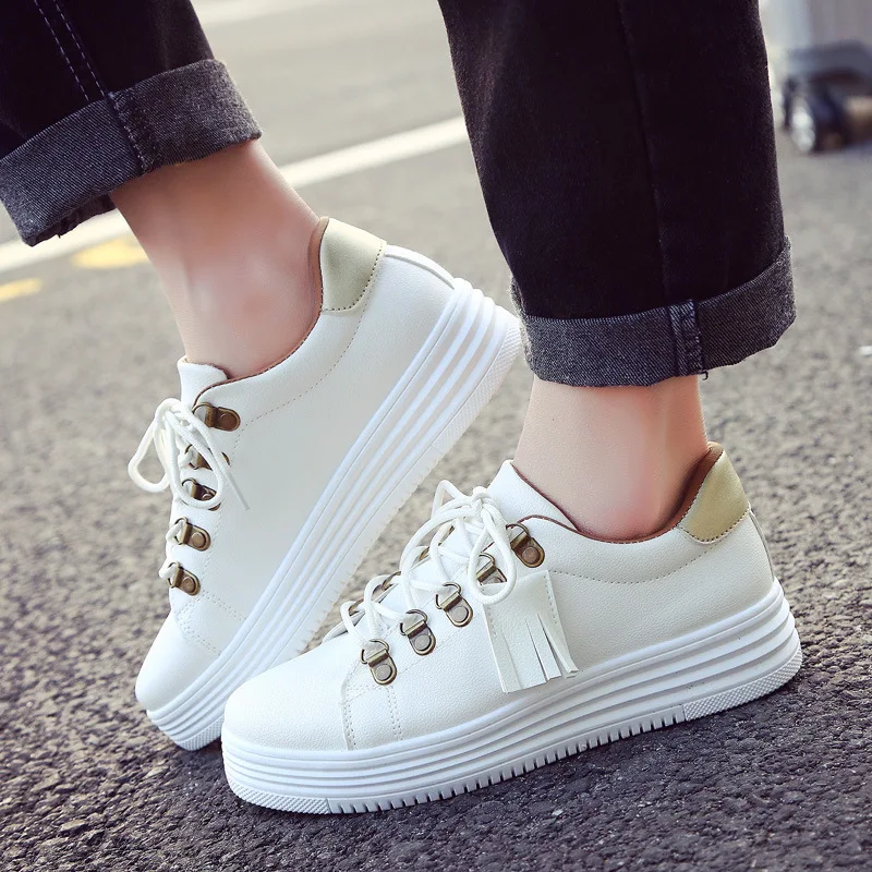 Lzzf 2018 Korean Fashion White Sneakers Women Shoes Plat Platform ...