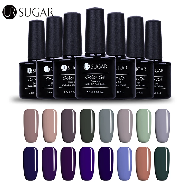 

UR SUGAR Soak Off UV Gel Polish Gray Series Pure Color Nail Art Gel Polish 1 Bottle 7.5ml Lacquer Gel Varnish