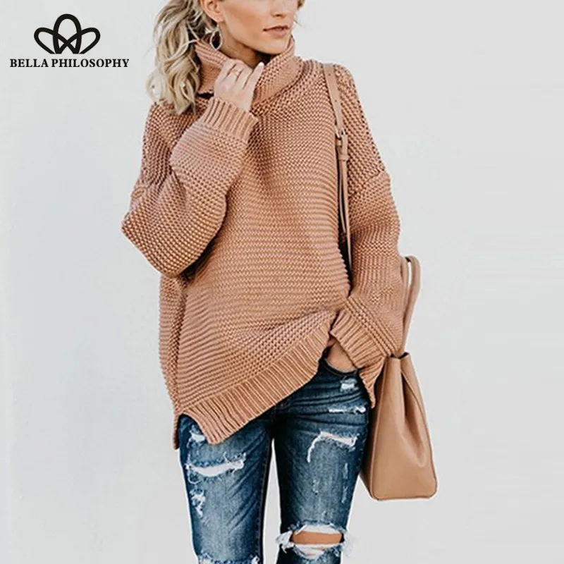 Wonder 2018 Autumn Winter Warm Female Sweater Women Long Sleeve Knitted Turtleneck Sweater Casual Oversized Pullovers