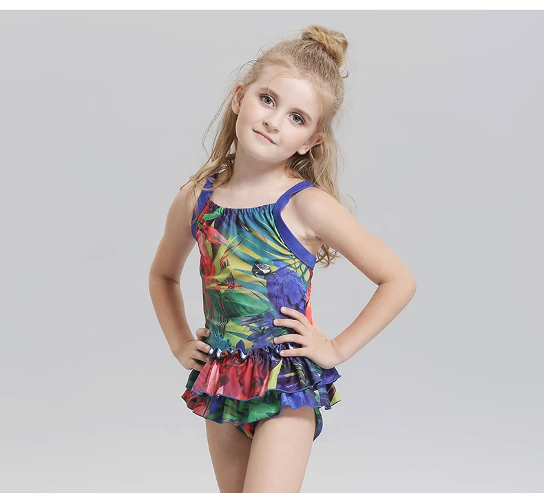 New children's sports swimwear for babies One piece swimsuit for girls Swimming costumes for children ruffle hem set bathing