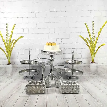 

9-11pcs/set Mirror Cake Stand Cupcake Tower Stand Wedding Plates Set Metal Round Party Dessert Display Home Decoration