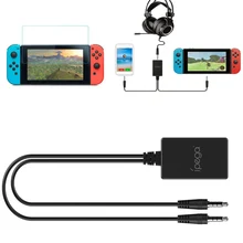 Gaming 3.5 millimetri Audio Chat Adattatore Chating Adattatore Per Nintendo Nintend Interruttore NS Console Con Temperato Pellicola Della Protezione Dello Schermo