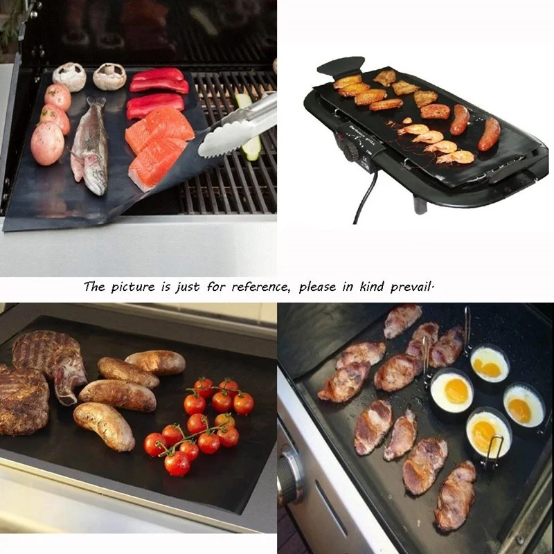 2pcs Set Ptfe Non Stick Bbq Grill Mat Barbecue Baking Liners