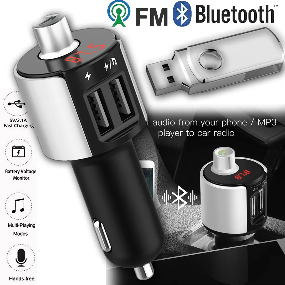 Автомобильный Bluetooth fm-передатчик беспроводной комплект Hands Free MP3 музыкальный плеер Поддержка TF карты 5 в 2.5A USB FM модулятор