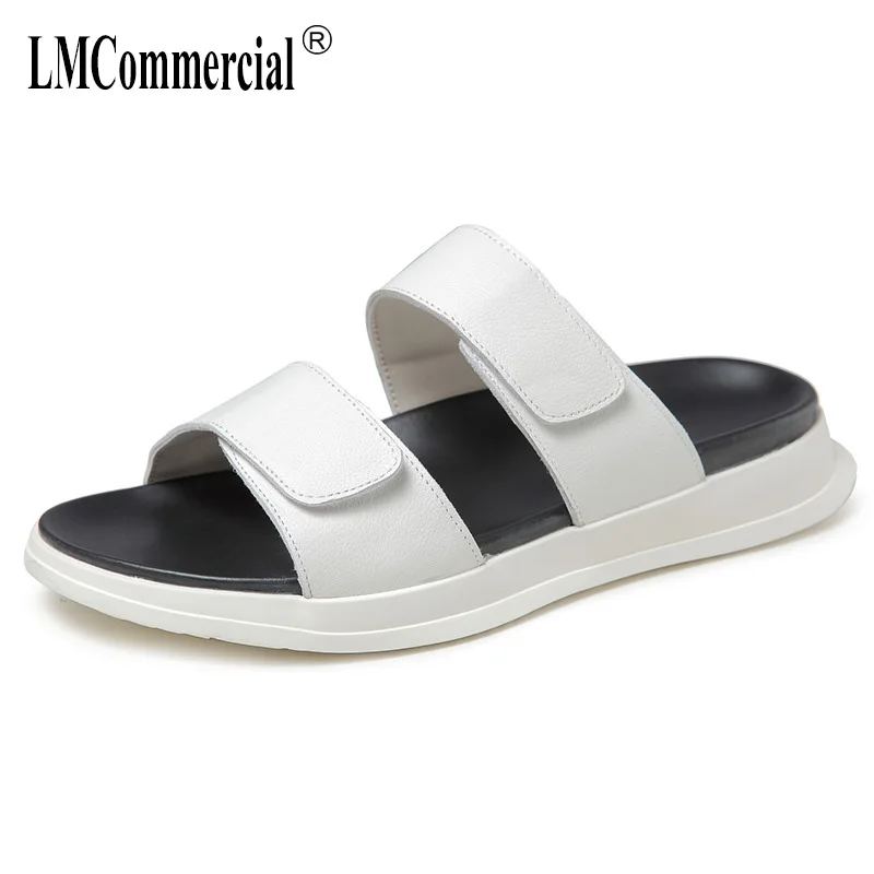 

Slippers mens summer personality real leather casual outdoor soft soles sandals fender summer men genuine leather slippers