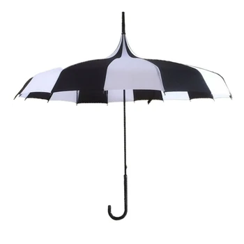 

1PCS Black And White Tower Pagoda Rain Umbrella For Women Big Large long Handle Gothic Classical Windproof Waterproof Umbrella