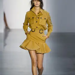 Высокое качество осень 2018 г./осень для женщин 2 комплекта желтая блузка с длинными рукавами и мини юбки