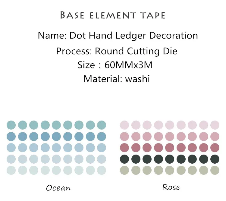 3 м/рулон Милые простые цветные наклейки в горошек для скрапбукинга дневник DIY декоративные наклейки украшения креативный материал бумага для рукоделия - Цвет: Ocean