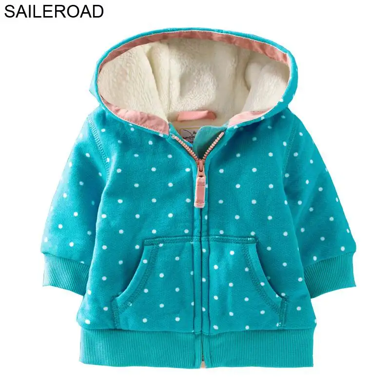 

SAILEROAD 2-7Year Infantil Baby Jackets Coats Winter Clothes for Children Thicker Fleece Outerwear Clothing Polka Dot Girls Coat