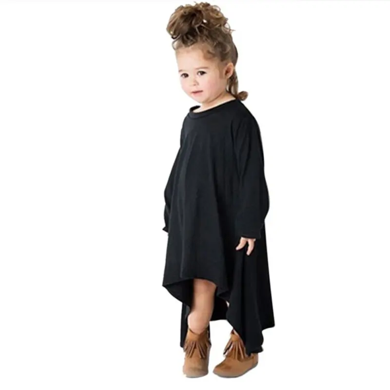 

New 2016 New Irregular Dress Toddler Baby Girl Long Sleeve Dress Kids Princess Party Pageant Irregular Dress