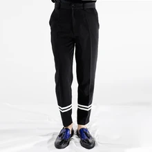 27-44 Мужская одежда GD стилист волос модные повседневные штаны индивидуальная полоса строчка брюки плюс размер певица костюмы