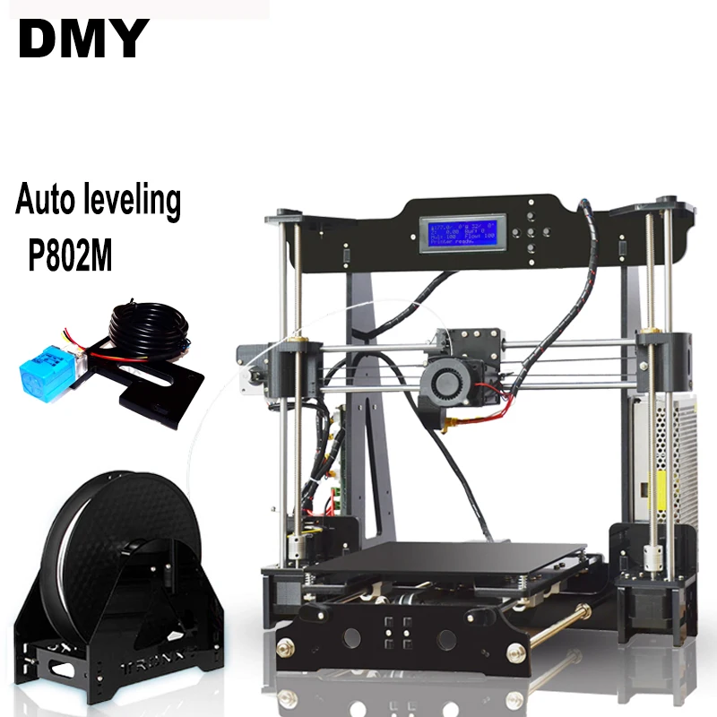  2017 DMY Best Price Auto leveling Optional Big Printing Size P802M 3D Printer Kit DIY With Free Filament Gift 