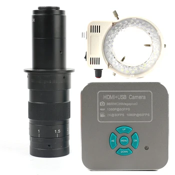 

2020 36MP 1080P 2K HDMI USB Lab Digital Industrial Video Microscope Camera + 56 LED Ring Light + 100X 180X 300X C Mount Lens