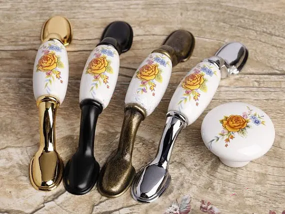 3 &quotручка для дверцы шкафа вытяжные ручки комода Ручка Белый Желтый цвет черный