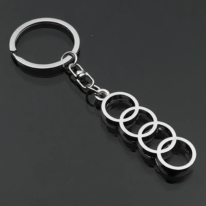 

3D Metal keychain car logo keychain keyring key holder rotatable keychain car pendant auto accessories for Audi