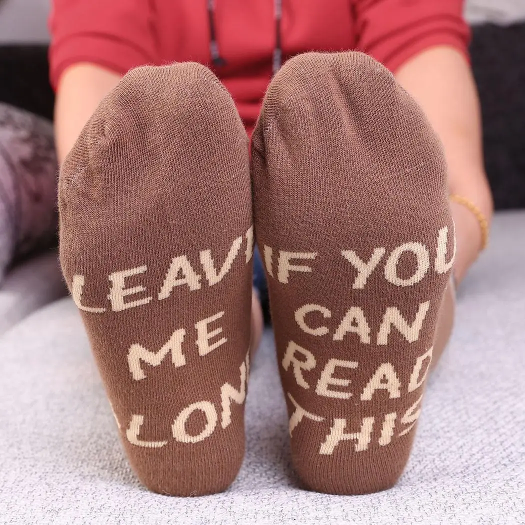 

Unique Letter Print Cotton Warm Socks Pair of Casual 22cm 8 6cm Dark Brown Black