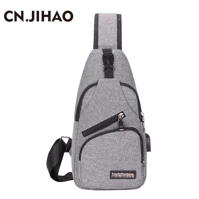 

JI HAO Fashion Men Women Chest Bag Casual Oxford Shoulder Bags USB Charging Crossbody Bags Anti Theft Travel Messenger Daypack