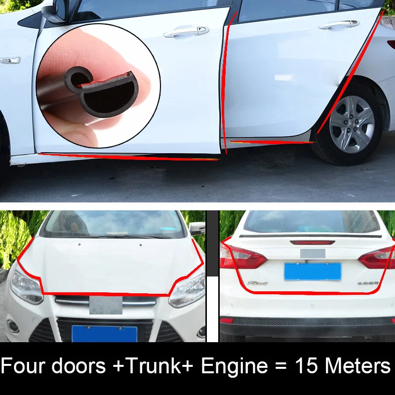 Уплотнительная прокладка для автомобильных дверей резиновый уплотнитель для дверей самостоятельный резиновый уплотнитель на клейкой основе полоски Наклейка для автомобильных окон двери уплотнение края отделка шумоизоляция - Цвет: 15m