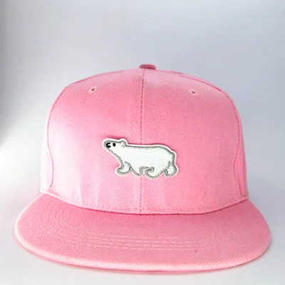 Бейсболка из хлопка с вышивкой животных полярного медведя хип-хоп бейсболка с возможностью регулировки размера шапки для детей, мужчин и женщин 157 - Цвет: pink
