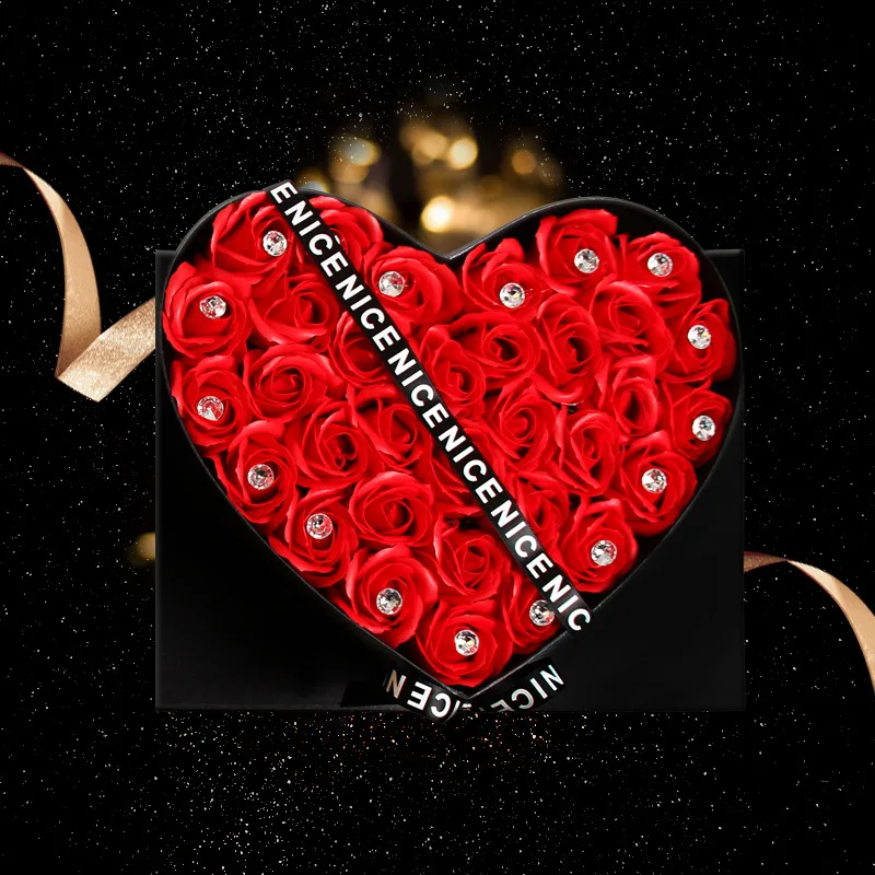 

Double Happy Soap Flower Peach Heart Rose Gift Box Creative Simulation Flower Gift Birthday Gift Soap Flower Immortal Flower