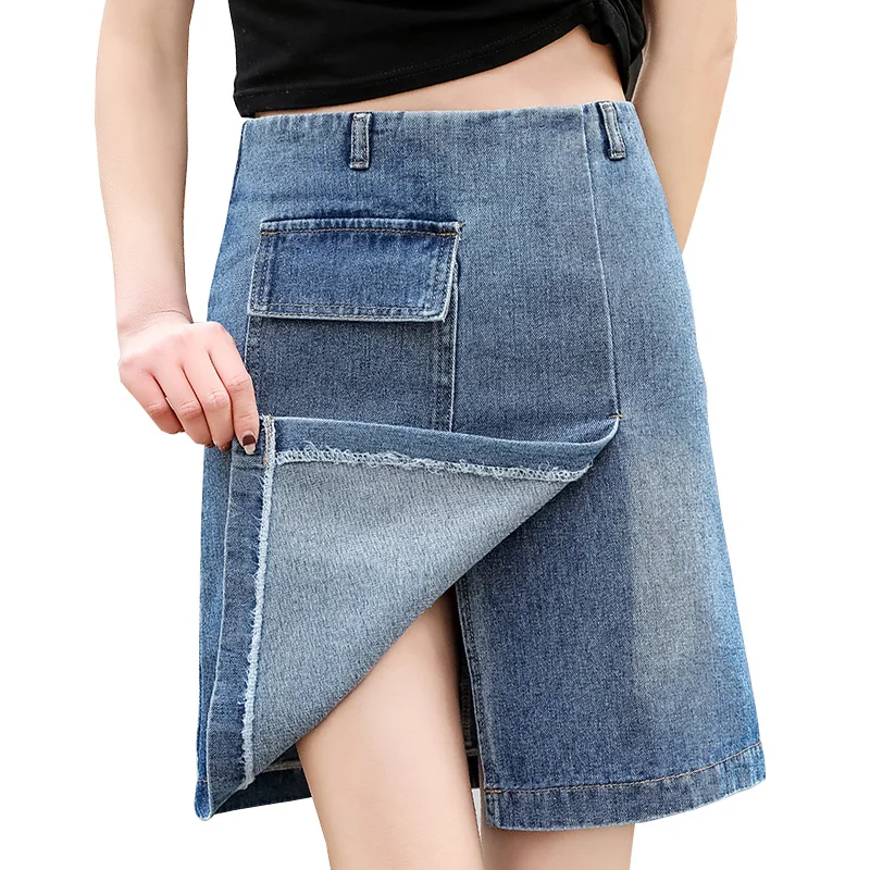 

2019 High Waist A-Line Women Summer Sexy Mini Denim Skirt Plus Size 6XL 7XL Big Size Women 5XL Skirt Saias Faldas Jupe