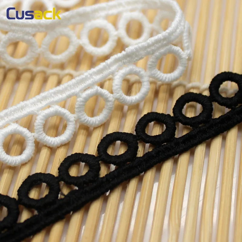

7 yards 1.2 cm White Black Circle Lace Trims Applique Polyester Cotton Costume Trimmings Home Textiles Sewing Lace Fabric
