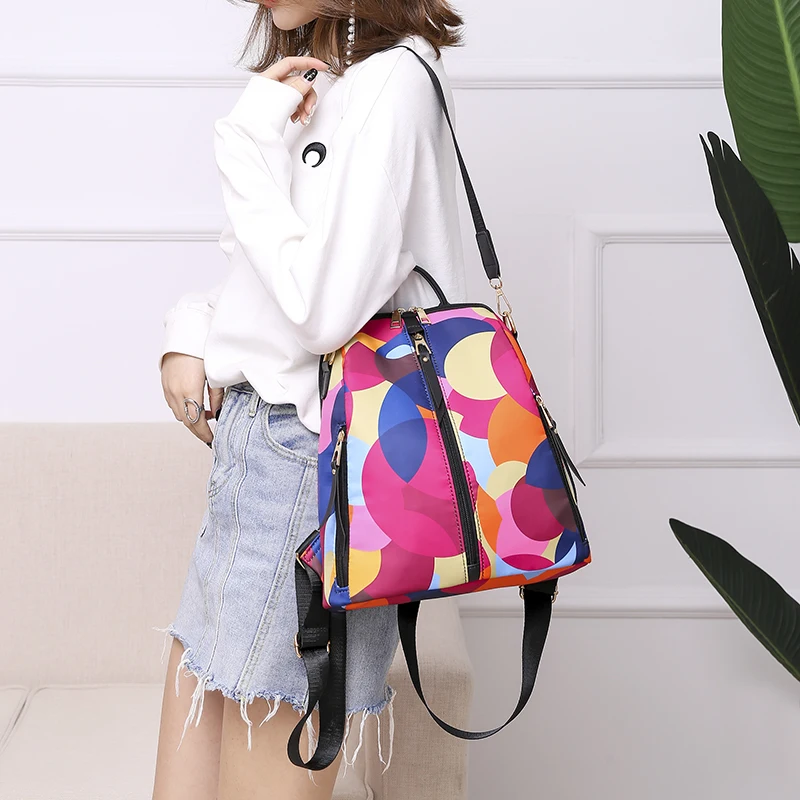 Многоцветный женский рюкзак Оксфорд Модный милый рюкзак для девочек тканевая женская сумка через плечо студенческий рюкзак женский повседневный рюкзак