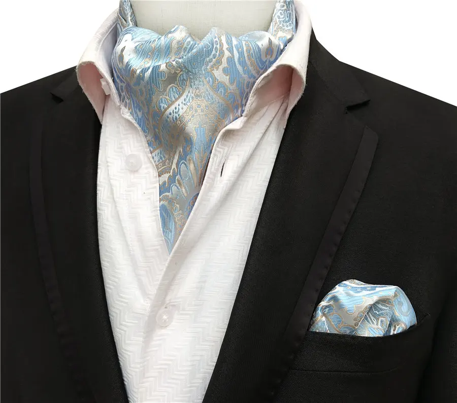 male scarf 2 Pcs/Set Fashion Men Formal Scarf Set Jacquard Woven Paisley Scarves with Handkerchief black scarf mens