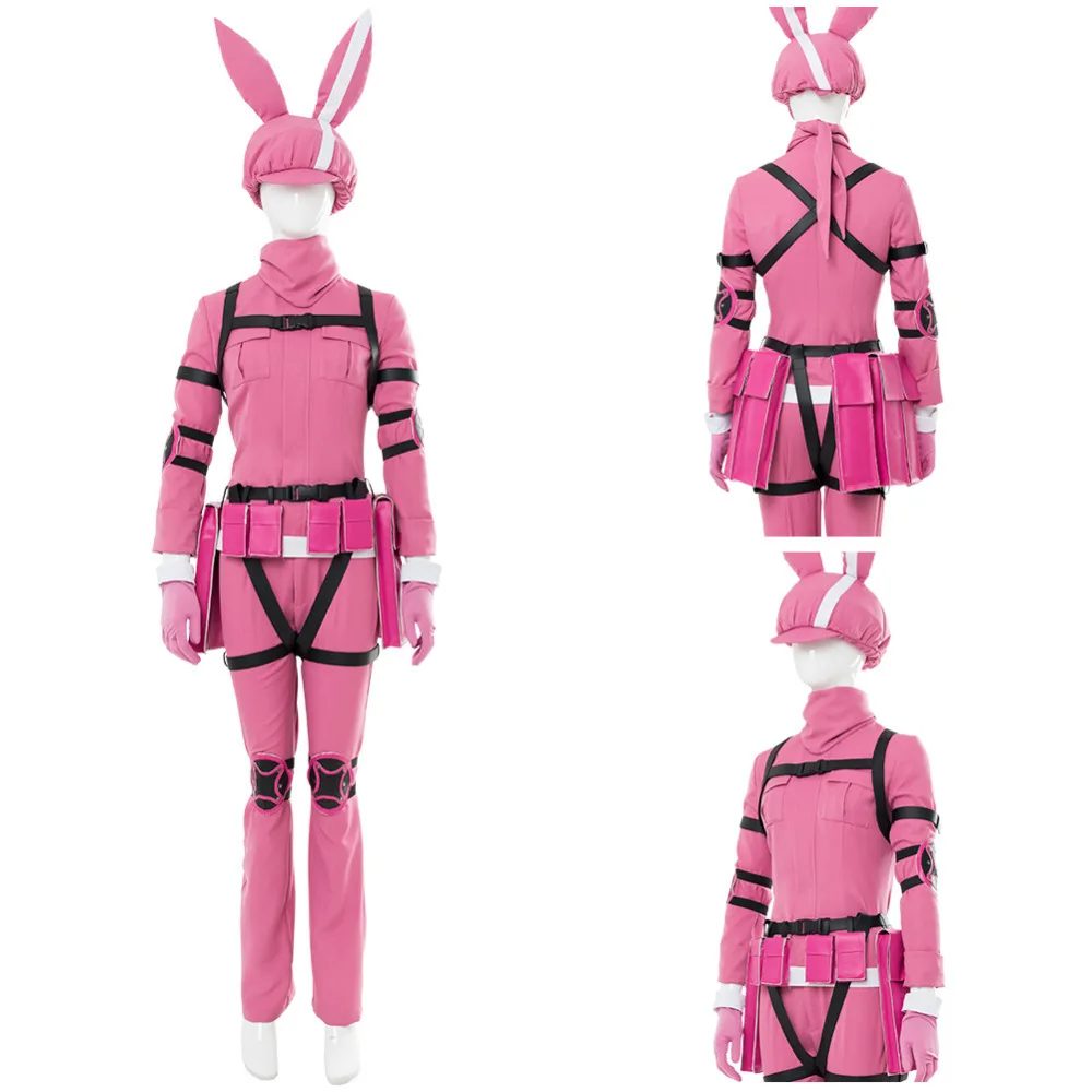 Sword Art Online Alternative - Gun Gale Online LLENN Cosplay Costume Pink Halloween Carnival Cosplay Costumes For Women Girls