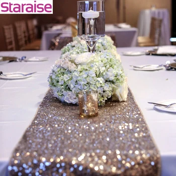 

Staraise Rose Gold Sequin Table Runner Sparkly Wedding Party Table Runner Silver Glitter Bling Elegant Table Decora Home Decor