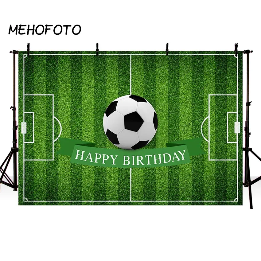 

MEHOFOTO Football Field Grass Soccer Party Backdrop Boy Baby Happy Birthday Party Decor Photography Background for Photobooth