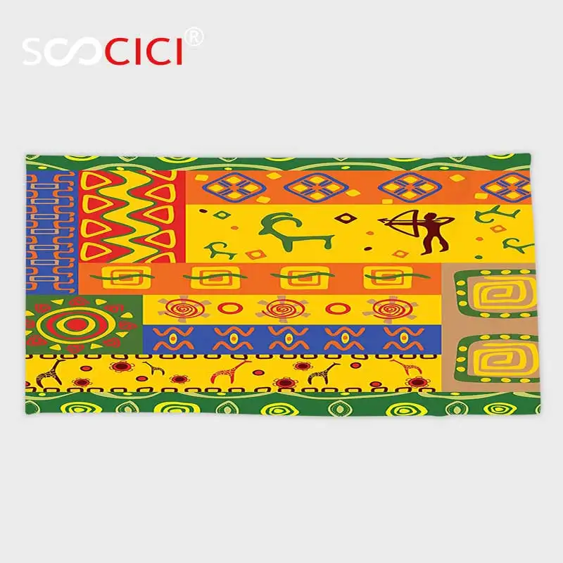 Индивидуальный из микрофибры ультра мягкое банное/ручное полотенце, африканская коллекция украшений африканские люди, несущие некоторые местные элементы на их - Цвет: T04