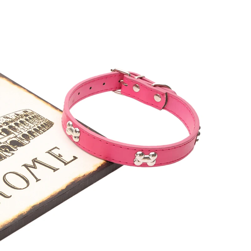 Dog Collar Puppy Pet Necklace For Small Dogs PU Leather Crystal