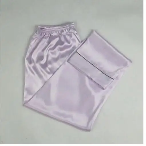 S-3XL домашние штаны, летние новые пижамные штаны из искусственного шелка, нижняя Пижама, женские домашние штаны, женские пижамные штаны, черные/белые E1132 - Цвет: light purple