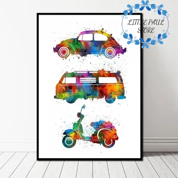 

Retro Pop Car Motorcycle Wheels Vintage Retro Art Canvas Poster Wall Picture for Living Room No Frame