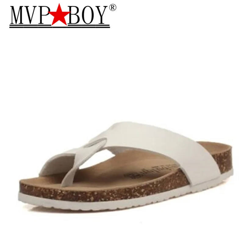

MVP BOY Lady's summer cork slippers flat flip flop thongs shoes woman slipper for beach patchwork rome style Plus Eu size 35-43