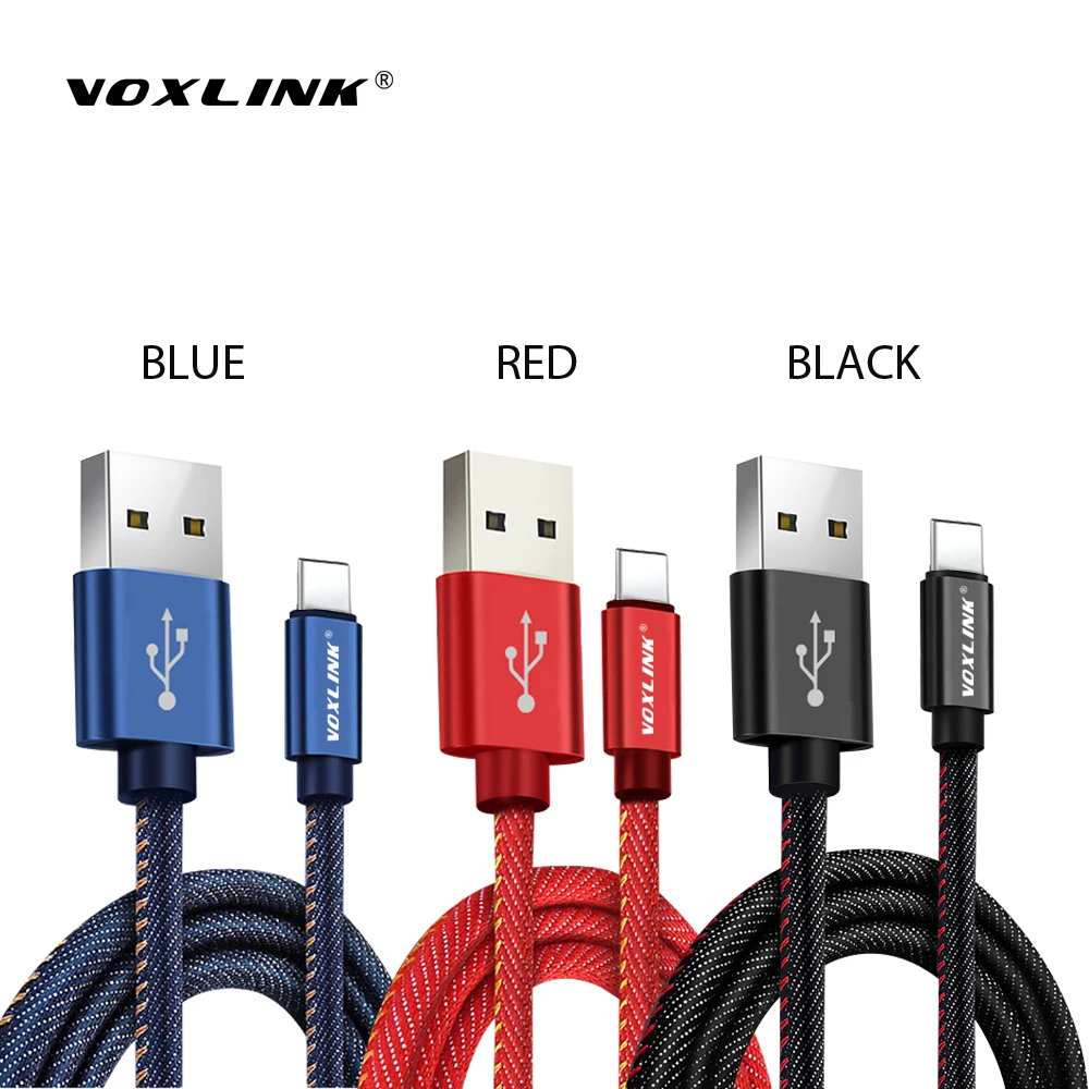 VOXLINK 2.4A usb type C кабель в джинсовой оплетке для быстрой зарядки USB Xiaomi mi 4C 5 4S OnePlus 2 Nexus