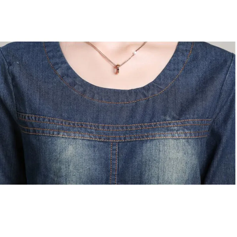 Джинсовое платье с длинным рукавом для женщин новинка весны 2017 винтажный костюм