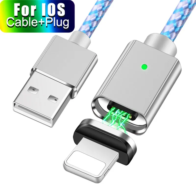 Магнитный usb-кабель Олаф для Iphone 8, 7, 6 Plus, 5S, Se, X, 9 plus, Xs, IPad, кабели для быстрой зарядки, зарядное устройство для мобильного телефона, шнур для передачи данных - Цвет: Sky Blue IOS Cable