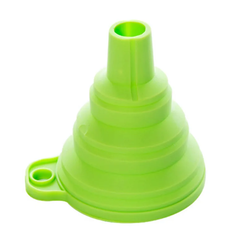Маленькая воронка кухонные инструменты для приготовления пищи Складная воронка силикагель дозатор жидкости телескопическая Пищевая силиконовая воронка с длинным горлом - Цвет: Зеленый