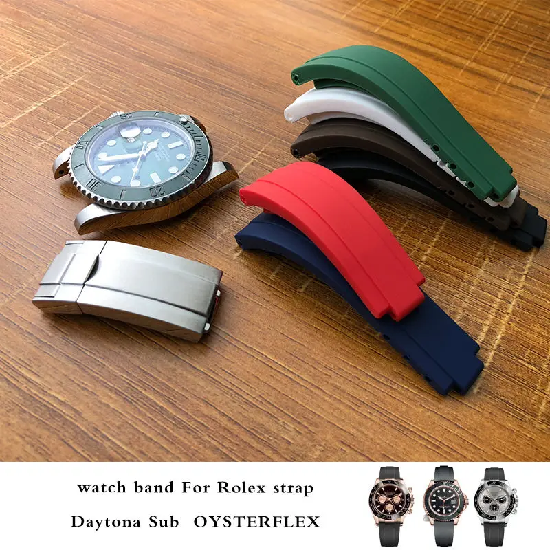 

20mm 21mm Nature Silicone Rubber Watchband High Quality Watch Strap Special for Role Submariner Daytona GMT OYSTERFLEX Watch